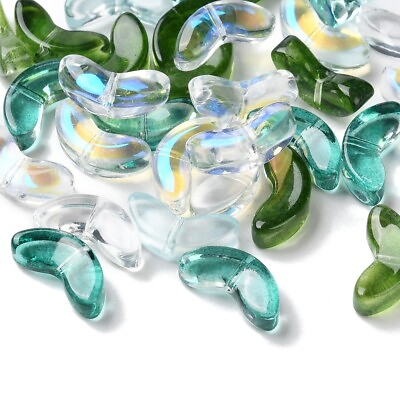 #ad 100x Transparent Glass Green Leaf Charm Spacer Beads for DIY Jewelry Making $7.36