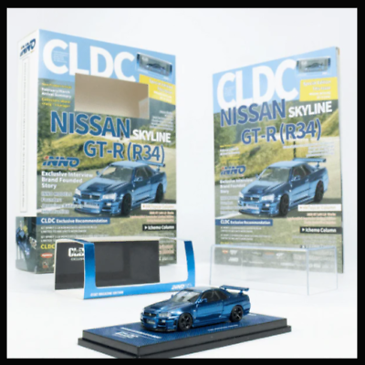 #ad Inno64 x CLDC 1:64 Nissan Skyline GT R R34 Chrome Blue Carbon Fiber w Magazine $94.99