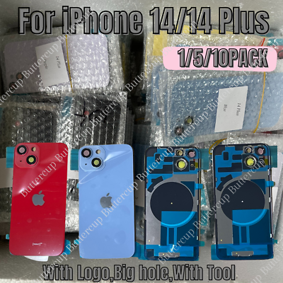 #ad For iPhone 14 iPhone 14 Plus Back Glass Replacement Big Cam Hole Rear Cover Lot $50.91