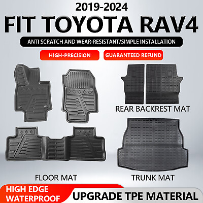 #ad For 2019 2024 Toyota RAV4 Cargo Mats Floor Mats Backrest Mat Trunk Liners TPE $149.99