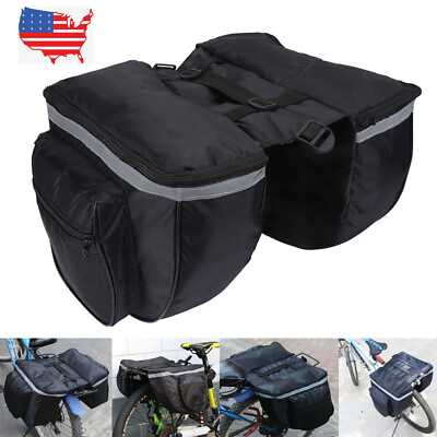 Double Side MTB Bicycle Carrier Bag Rear Rack Bike Trunk Bag Luggage Back Seat $15.57
