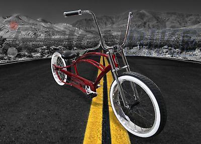 #ad 26quot; Stretch Beach Cruiser Bike Fat Tires High Rise Handlebars Single Speed Bike $619.99