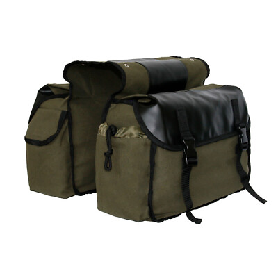 #ad Universal Saddlebag for Motorcycle Honda Bag Canvas Back Seat Luggage Bags Green $26.61