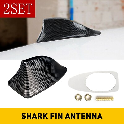#ad #ad Shark Fin Roof Car Antenna Carbon Fiber Radio FM AM Antena Radio Universal 2set $23.49