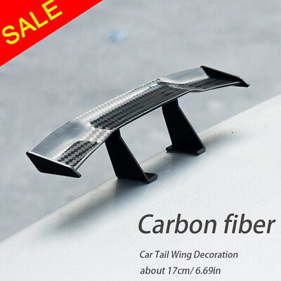 #ad New 17cm Model Carbon Fiber Look Car Auto GT Tiny Mini Rear Wing Tail Spoiler $4.42