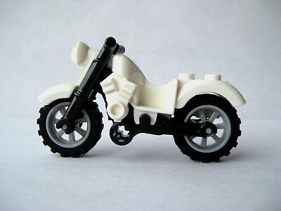 #ad LEGO White Motorcycle Vintage Street for Minifigures Black Frame Gray Wheels NEW $12.99