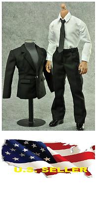 #ad #ad v#x27;v#x27;**NEW* 1 6 scale Black Color Suit Full Set Man clothing Hot toys US sellerv#x27;v#x27; $34.03