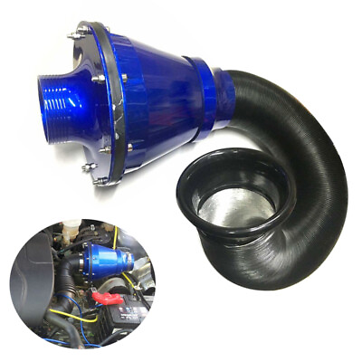 1 Set 3quot; Air Power Intake Bellow Filter Car SUV High Flow Cold Air Inlet Cleaner $66.29