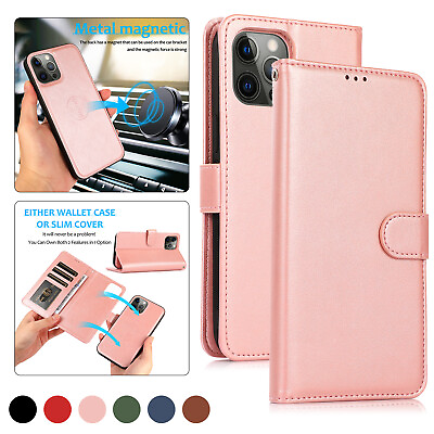 Leather Detachable Wallet Card Case For iPhone 14 13 12 11 Pro Max XS XR 8 7Plus $6.14