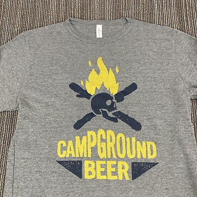 #ad Surly Campground Beer Thermal Shirt Men’s Small S Gray Long Sleeve Bella Canvas $3.89