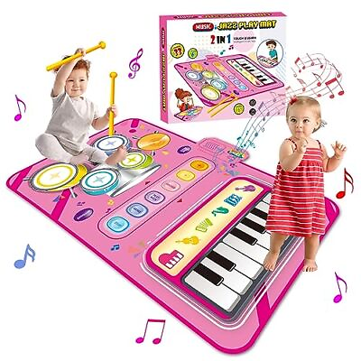 #ad Toys for 1 Year Old Girl Gifts 2 in 1 Musical Pianoamp;Drum Mat Baby Infant Pink $18.75