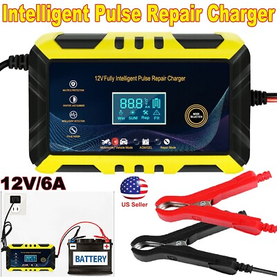 #ad 12V 6A Car Battery Charger Intelligent Automatic Pulse Repair Starter AGM GEL $13.99