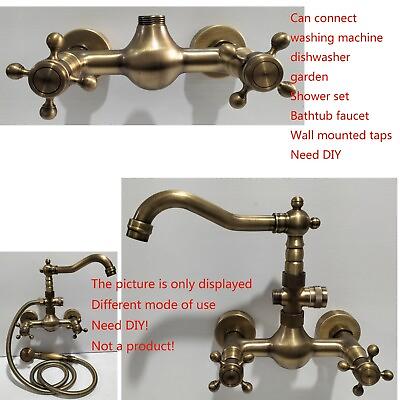 #ad DIY Accessories Antique Brass Wall Mounted Faucet Kitchen Dishwasher Washing Tap AU $148.52