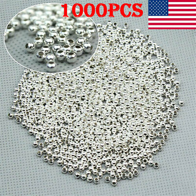 #ad #ad 1000x Genuine 925 Sterling Silver Round Ball Beads Jewelry DIY Making Finding US $5.41