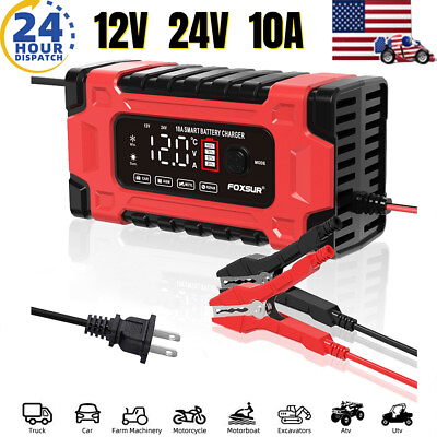 10A 12V 24V Fully Automatic Smart Car Battery Charger Maintainer Trickle Charger $24.20