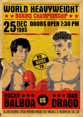 #ad Rocky IV Rocky Balboa VS Ivan Drago Fight Poster Print Stallone Lundgren gt;ØJÝ $3.39