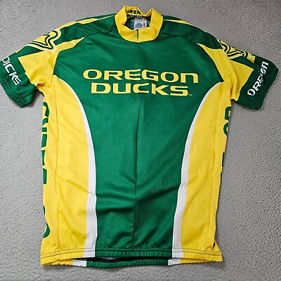 #ad Vintage Oregon Ducks Mens Team Cycling Jersey Bike Sport Extra Large 90s 3 4 Zip $39.89