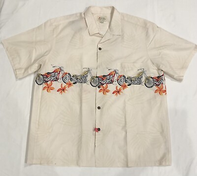 #ad VTG Royal Creations Hawaiian Aloha Button Up Shirt Motorcycles Harley Men’s 2XL $29.99