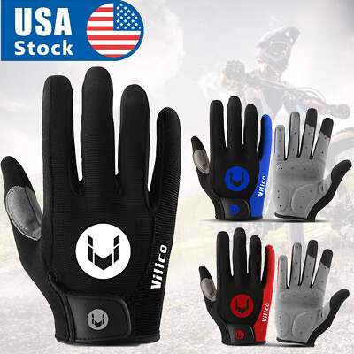 #ad Breathable Full Finger Gloves Outdoor Bike Cycling Gel Pad Touch Screen Gloves $8.99