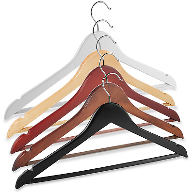 40 Wooden Suit Hangers Clothes Coats Jackets Dress Pants Shirts Skirts $42.99