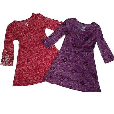 #ad Wonder Nation Girls Knit Dress 3 4 Sleeve Red Purple Girls Size 4 5 $12.00