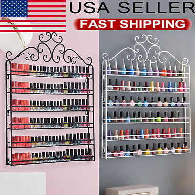 6 Tiers Nail Polish Display Wall Rack Metal Organizer Fit Up to 120 Bottles new $19.99