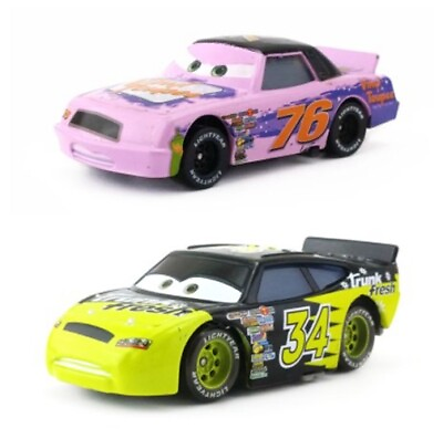 2 Car Disney Pixar Cars NO.34 Trunk Fresh amp;NO.76 Vinyl Toupee 1:55 Diecast Toy $12.99