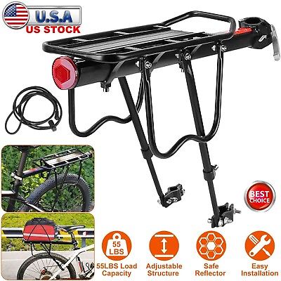 #ad #ad 55LB Bike Rear Rack Bicycle Seat Luggage Cargo Carrier Pannier Holder Adjustable $26.47