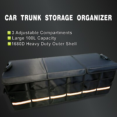 #ad XXL Car Trunk Organizer SUV Trunk Cargo Fold Up Bag Box 3 in 1 Large Caddy Bin $47.98