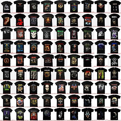 #ad THE BEST COLLECTION OF CLASSIC ROCK BLACK T SHIRTS PUNK ROCK MEN#x27;S SIZES $12.99