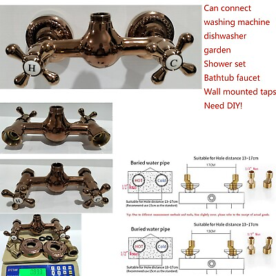 #ad DIY Accessories Wall Faucet Shower Dishwasher Washing Tap Brass Rose Gold AU $81.78
