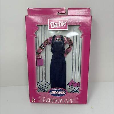 #ad BARBIE Fashion Avenue Authentic Jeans Denim Dress Pink Top Accessories $36.34