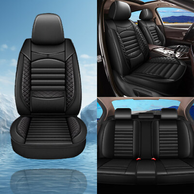 #ad Car Accessories 5 Seat Covers Fuax Leather For Subaru Crosstrek 2016 2021 Black $132.59