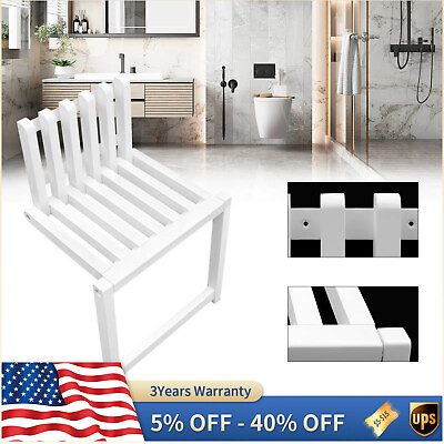 #ad Folding Bath Seat Bench Shower Chair Wall Mount Solid Wood Chair Entryway Stool $61.85