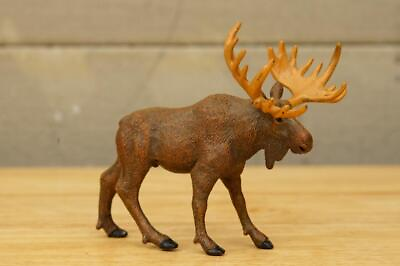 #ad Schleich Hard Rubber Toy Moose Male Full Rack Miniature Animal Pretend Play $11.69