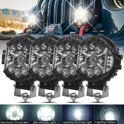 #ad #ad 7#x27;#x27; LED Work Light Bull Bar Round Pod ATV Bike Truck Off Road Driving Lights $237.49