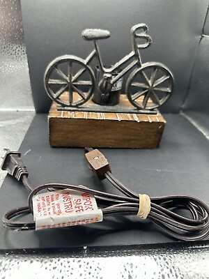 #ad Cast Iron And Wood Bike Lamp $22.00