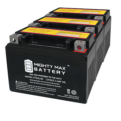 #ad Mighty Max YTX4L BS Battery for ATV Quad Dirt Pit Bike 50 70 110 125 CC 3 Pack $49.99