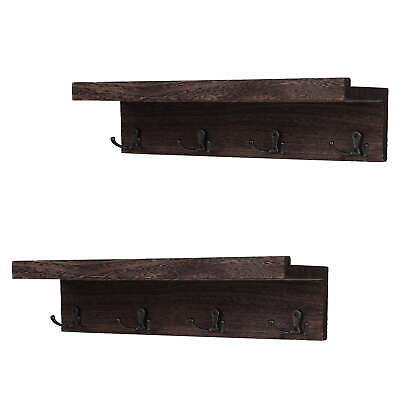 #ad Set of 2 Coat Rack w Shelf 4 Dual Hooks Flotating Dispaly Wall Rack Entryway $25.37