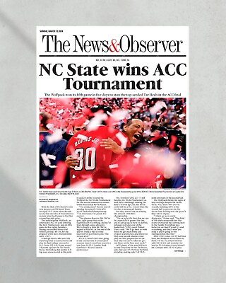 #ad 2024 NC State Wolfpack ACC Champions: Victory Over UNC Newspaper Poster NO Frame $15.99