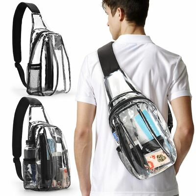 #ad Clear PVC Sling Bag Transparent Stadium Shoulder Crossbody Backpack Adjustable $11.11