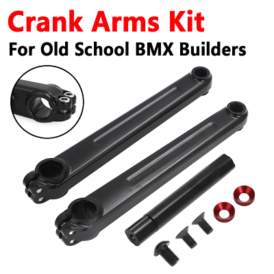 #ad For BMX Old School Build Bike Cranks Crank Arms Kit Black High strength Aluminum $81.99