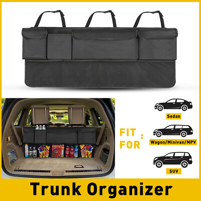 #ad Car Trunk Organizer Accessories Back Seat Storage Bag 8 Pockets 600D Oxford Mesh $18.99