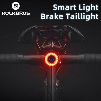 ROCKBROS Smart Bike Tail light Auto Brake Sensing Cycling Warning Saddle Light $16.86