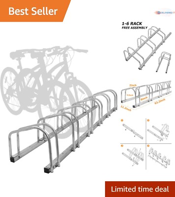 #ad Bike Floor Parking Rack Adjustable Organizer Stand Garage Storage Silver $94.98