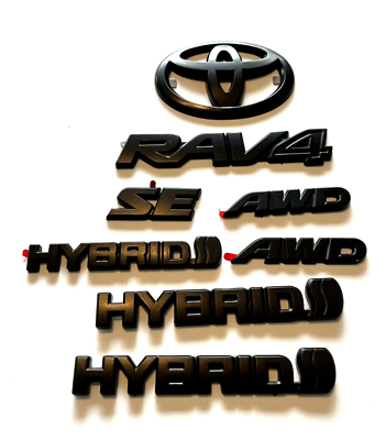 #ad Overlays 2019 2024 Toyota Rav4 SE AWD Hybrid Matte Blackout Emblems Kits $88.95