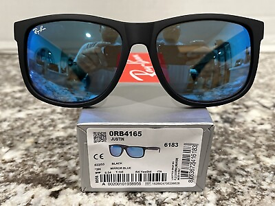 #ad Ray Ban Justin Black Frame Blue Mirror Lens 54 mm Sunglasses RB4165 622 55 54 16 $69.99