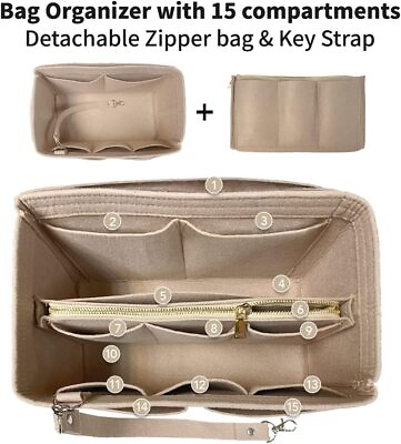 Purse Organizer Insert for Handbags zipper bag detachable Tote Bag Organizer $8.99