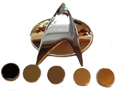 Star Trek TNG Full Size COMMUNICATOR Pin and Set of 5 Officer Rank PIPS $24.99