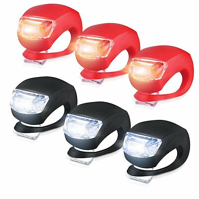 #ad 3x Silicone Bike Bicycle LED Front Headlight amp; Rear Taillight Flashlight Set $6.99